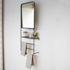 Wall Mirror Shelf With Towel Bars