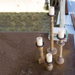 Turned Wood Candle Holder Collection Set of 4