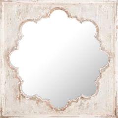 Square White Washed Decorative Mirror