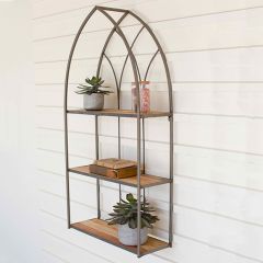 Cathedral Style Iron and Wood Shelf