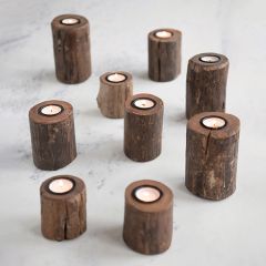 Rustic Reclaimed Wood Tealight Holders Set of 3