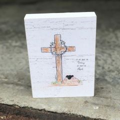 Cross And Lamb Inspirational Block Sign