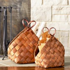 Woven Baskets With Handles Set of 2