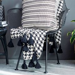 Houndstooth Woven Throw With Tassels