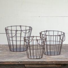 Open Wire Metal Storage Basket Set of 3