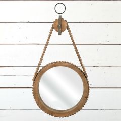 Hanging Wooden Mirror with Beads