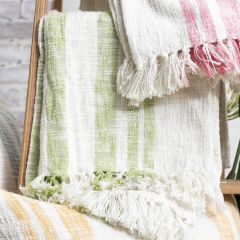 Peridot Stripe Cotton Throw Blanket