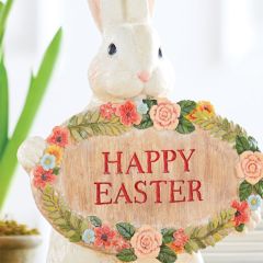 Rabbit Statue Happy Easter Sign
