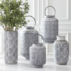 Medallion Punched Metal Candle Lantern Set of 3