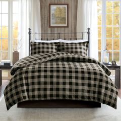 3 Piece Checked Flannel Duvet Cover Set