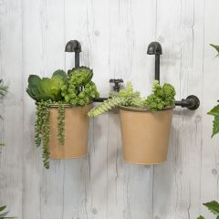 Double Bucket Water Faucet Wall Planter