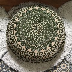 Embroidered Round Throw Pillow