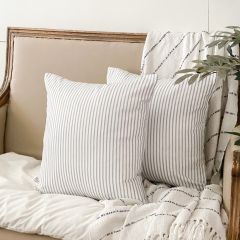 Classic Ticking Stripe Canvas Accent Pillow Cover Set of 2