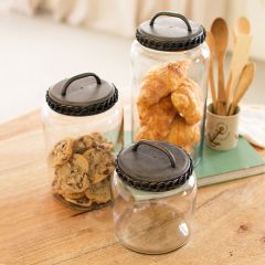 Glass Canister With Brass Finish Lid Set of 3