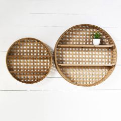 Round Basket Weave Wall Shelf Set of 2