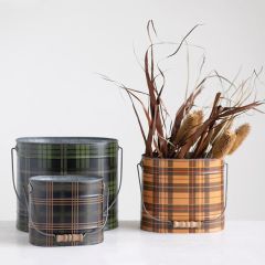 Pretty Plaid Bucket With Handle Set of 3