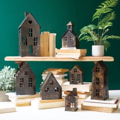 7 Piece Antiqued Metal Village House Collection