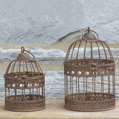 Rustic Finish Decorative Birdcage Set of 2