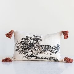 Printed Pillow With Tassels