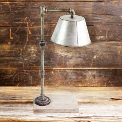 Iron and Wood Tabletop Lamp