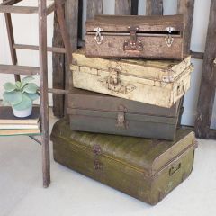 Rustic Metal Antique Suitcase Set of 4