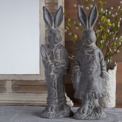 Rabbit Couple Statues Set of 2