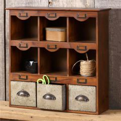 Rustic Cubby Shelf With Three Drawers