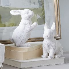 Pale Distressed Rabbit Figure Set of 2