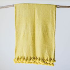 Throw Blanket With Pom Pom Tassels Marigold