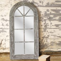 Arched Farmhouse Windowpane Mirror
