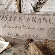 Large Rough Luxe Postes France Pillow