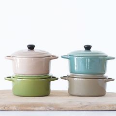 Simple Stoneware Mini Baker with Lid Set of 4