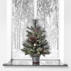 Potted Snowy Pine Tree 26 Inch