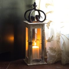 Wood and Glass and Iron Candle Lantern