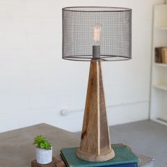 Wood Lamp With Mesh Shade