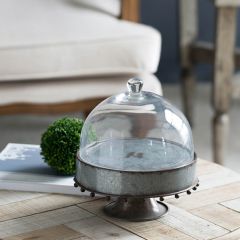 Metal Plate Pedestal with Glass Dome