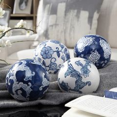 Decorative Painted Ceramic Ball Collection Set of 4