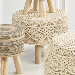 Chic Macrame Stool With Legs