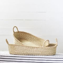 Oval Seagrass Basket Trays Set of 2