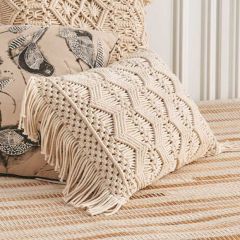 Macrame Fringed Accent Pillow