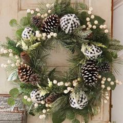 Mixed Pinecone Iced Wreath