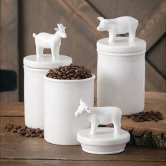 Canisters With Farm Animal Lids Set of 3