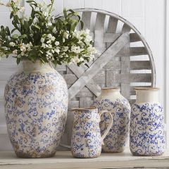 Vintage Inspired Patterned Ceramic Vases Set of 4