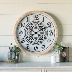 Wood Framed Metal Wall Clock