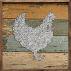 Color and Tin Chicken Framed Wall Art