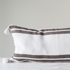 Tasseled Simple Stripe Lumbar Pillow