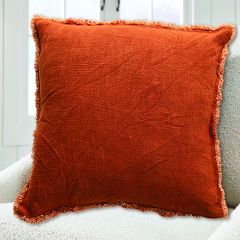 Fringed Rust Accent Pillow