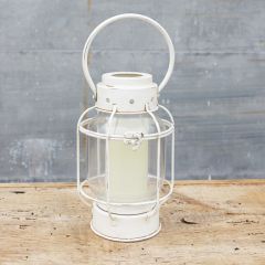 Simple Farmhouse White Tin Lantern