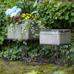 Washtub Planters on Stands Set of 2