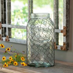 Large Canning Jar With Chicken Wire